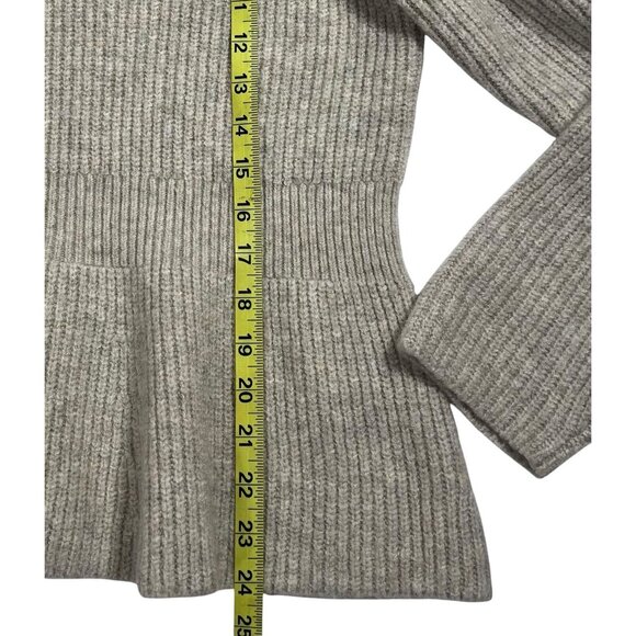 Madewell Women XL Peplum Pullover Sweater Beige Ribbed Knit Wool Acrylic - Picture 11 of 13